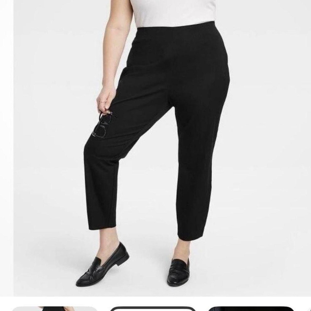 A New Day Women's High Rise Slim Fit Black Ankle Pants Side Zipper